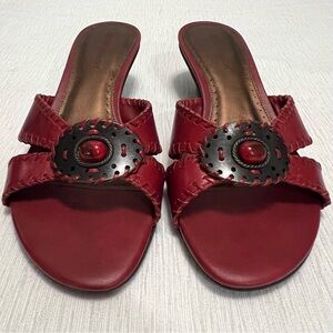 NWOT Red Leather Naturalizer Concho Slides Sandals 6.5 W